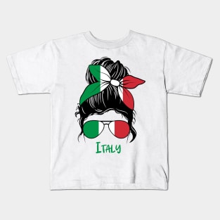 Italian  Girl, Italian  girlfriend, Italy Messy bun, Italia Kids T-Shirt